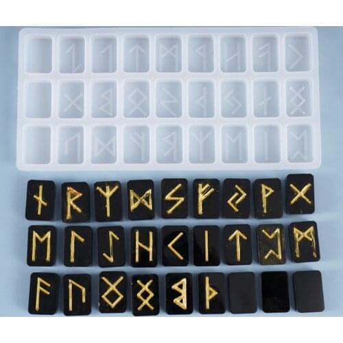Crystal Epoxy Resin Mold Energy Symbol Runes Letter Word Model Mirror DIY Mould