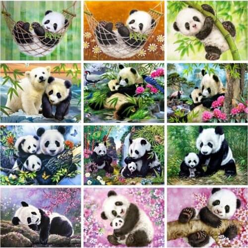 HUACAN Full Square Drill Diamond Painting Panda Rhinestone Kit Sale 5D Diamond Embroidery Animal Cross Stitch Home Decoration