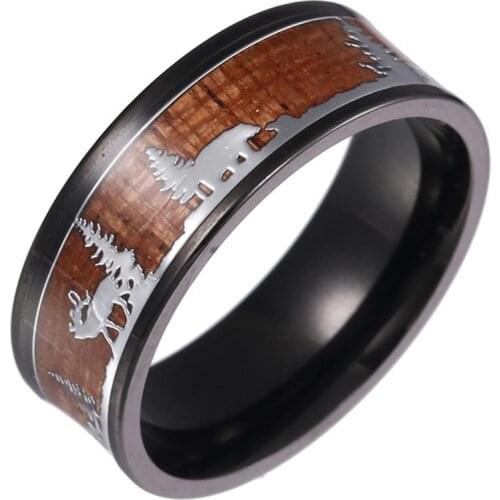 Men Women Deer Stag Silhouette Titanium Steel Finger Ring Jewelry Christmas Gift