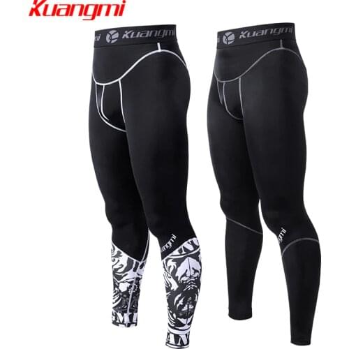 Kuangmi Men Tight Jogging Pants Quick Dry Gym Clothing Fitness Sportswear Elastic Compression Trousers Running Sport Training