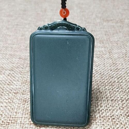 Natural Hetian Jade Pendant with Free Chain for Blessing Lucky Women Men Jewelry
