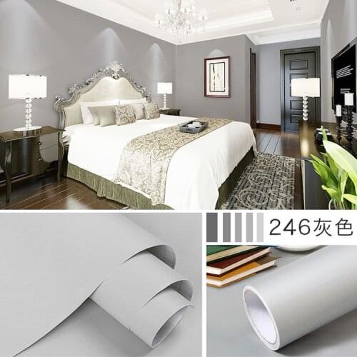 Matt Grey Contact Paper Renovation Waterproof DIY Wallpapers Living Room Self-Adhesive Film Home Decorative Sticky Wall Stickers