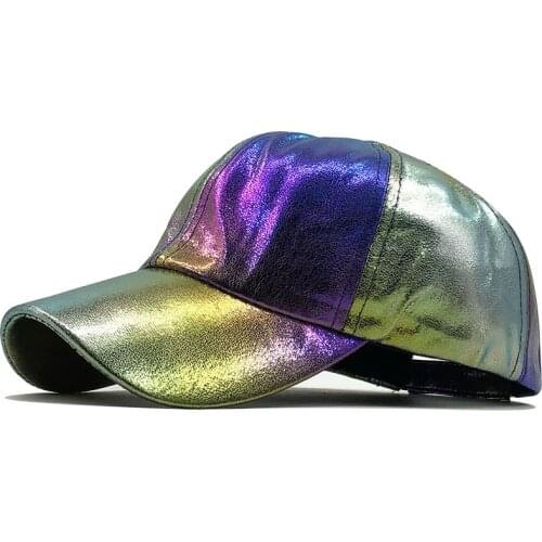 Fashion hip-hop hat for Rainbow Color Changing Hat PU Party Cap Back to the Future Prop Bigbang G-Dragon Baseball Cap