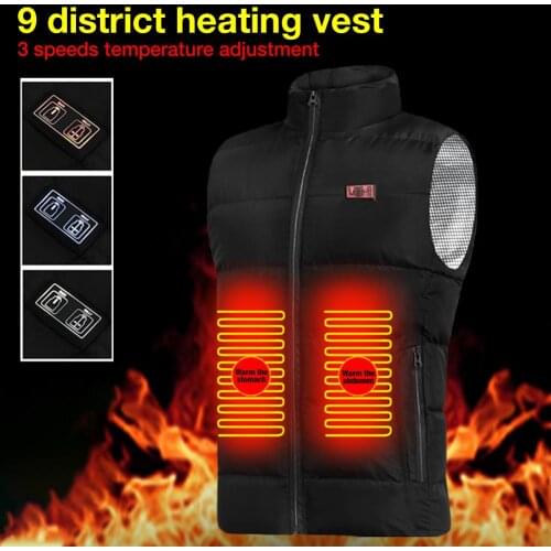 Men Women USB Smart Heating Vest 9 Areas Electric Heated Jacket Safety For Fishing Skiing Motorcycle Winter Warm Coat Clothing