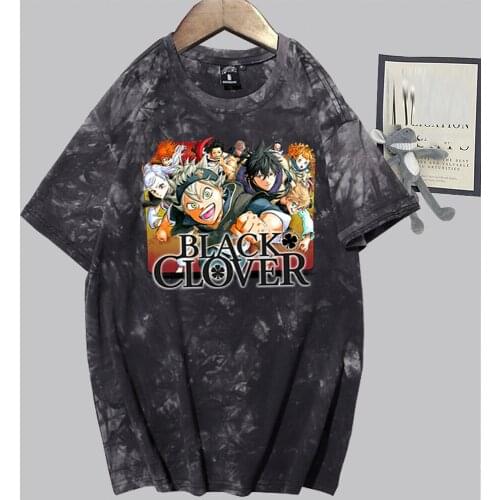 2021 New Anime Tie Dye T-shirt Harajuku Anime Black Clover Shoto Tshirt Female Men Sportswear Short Sleeve T-shirt Unisex Top