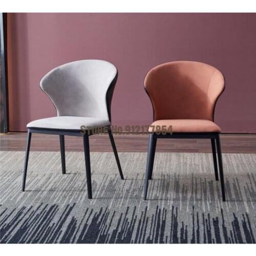 Dining chair light luxury leather fabric backrest home simple ins wind stool net red Nordic simple makeup lazy chair