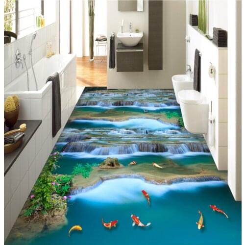 Wallpaper for floors 3 d for living room 3d floor painting wallpaper Waterfall 3D floor stereo painting