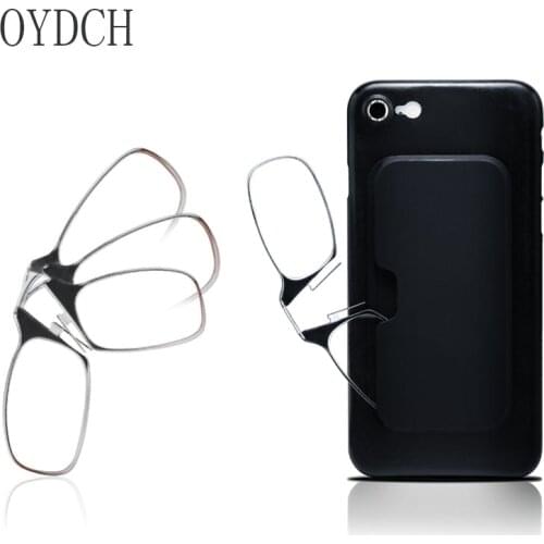 Legless Clamp nose reading glasses for both men and women portable sticky phone to send ultra-thin glasses case +2.00 +2.50