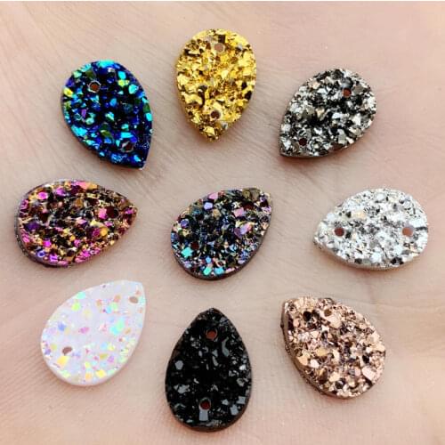 Wholesale 250pcs 10*14mm Natural ore Style Flat back Resin Teardrop Rhinestones Cabochons For jewelry accessories -A93
