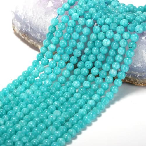 Wholesale Agate Loose Beads Blue Amazonite DIY Accessories Stone Jewelry Round Shape,6mm Beads,1 Strand 39cm