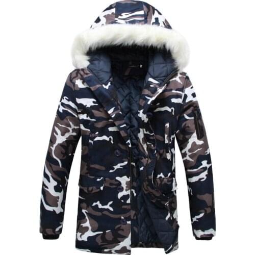 Men Winter Hooded Thick Fleece Parkas Jacket Camouflage Coat Men Outdoor Military Casual Pockets Loose Parka Jacket Men 5XL