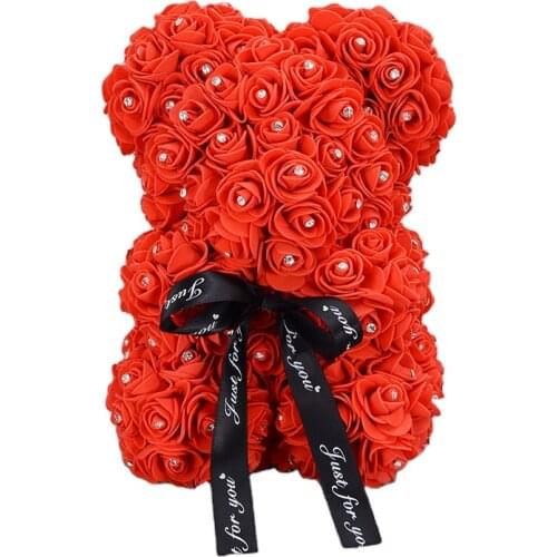 Dropshipping Artificial 25/40cm Diamond Rose Bear Simulation Rose Preserved Rose Teddy Bear for Wedding Decoration