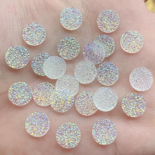 50pcs 10mm Round Resin Natural ore Rhinestones strass buttons wedding decoration/ Powder For Nail Art Decoration -Y110