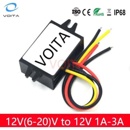 Made in China High Efficiency 6-20V to 12V DC DC Buck-Boost Converter Car Voltage Stabilizer 12V to 12V 1A 2A 3A Power Supply