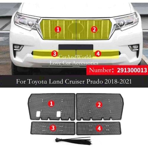 For Toyota Land Cruiser Prado 2008-2013 2014-2017 2018-2020 Car Front Grilles Insert Net Protective Head Mesh Cover Accessories