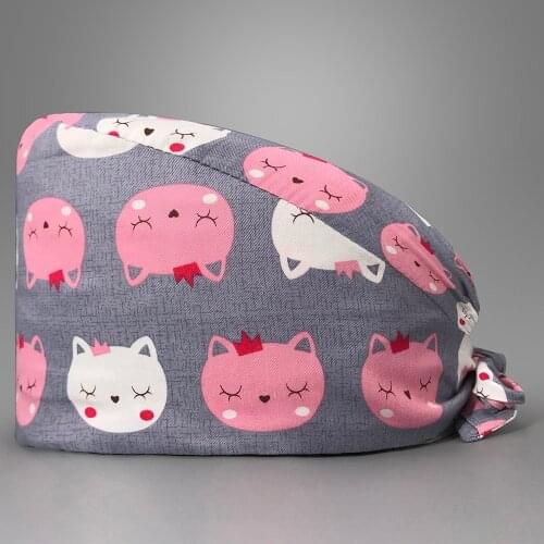 Unisex scrubs caps Adjustable cotton tooth printing hats High Quality adjustable sweat-absorbent Elastic multicolor scrubs hats