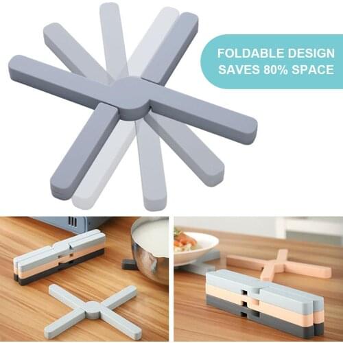 Foldable Non-slip Heat Resistant Pad Silicone Trivet Placemat Collapsible Cross Pot Holder Mat Coaster Kitchen Accessories