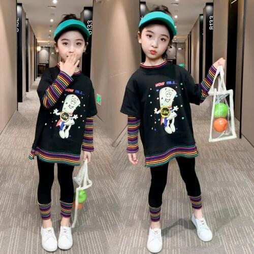 Top Brand Girls Clothes Cartoon Sweatshirt Pants Elastic waist Leggings 2 Piece Sets 4 5 6 7 8 9 10 11 12 Years Girls Tracksuit