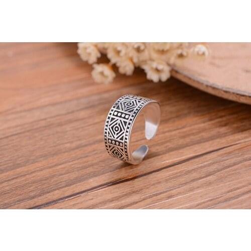 Vintage Simple Men Rings Fashion Thai Silver Adjustable Party Finger Ring For Woman Wholesale Price Open Ring Jewelry