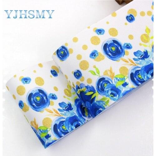 YJHSMY I-18428-34 10yards 75mm Cartoon Flower Printed grosgrain ribbons,DIY handmade Hair accessories Material wedding gift wrap