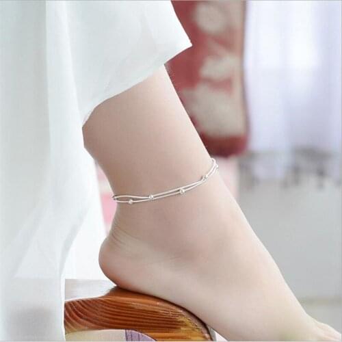 Everoyal Trendy 925 Sterling Silver Anklets For Women Jewelry Cute Double Layer Link Chain Bracelets Girl Birthday Accessories