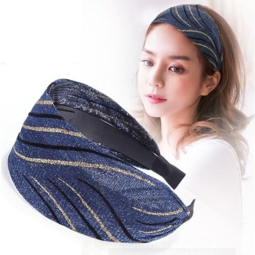 Stripe Print lady wide Turban Headband Elastic Hairband Tooth non-slip for Women Girl Hair Head Hoop Bands Accessories Headdress