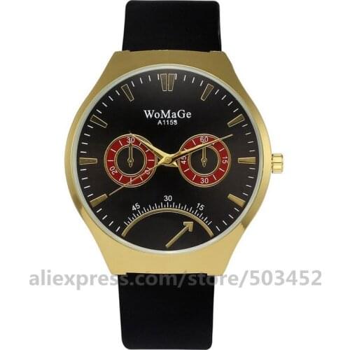 100pcs/lot Womage A1153 Watch Women Fashion Wristwatch Black Silicone Belt Watches Friend Gifts Three Eye Curren For Woman