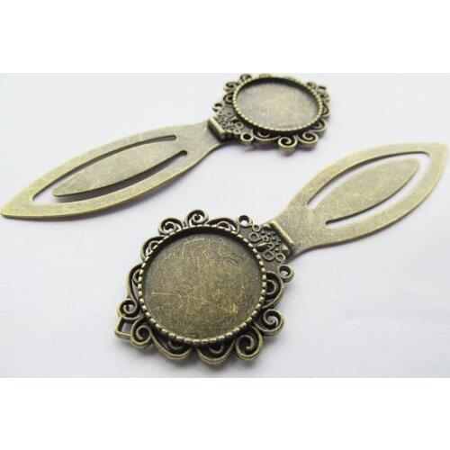 20pcs Antique Bronze Hair Kanzashi/Bookmark Base Setting Tray Bezel Pendant Charm,Fit 20mm Cabochon/Picture/Cameo,DIY Accessory