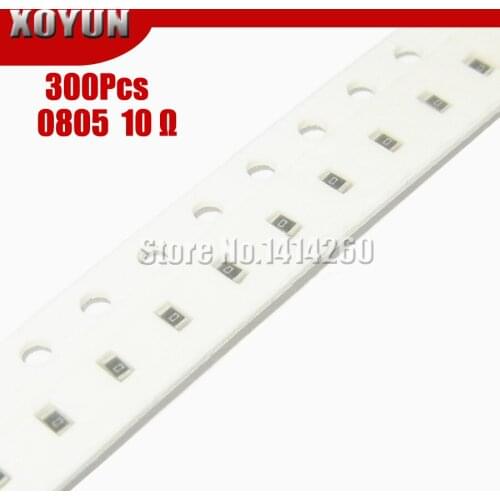 300PCS 0805 SMD Resistor 1% 10 ohm 1/8W 10R