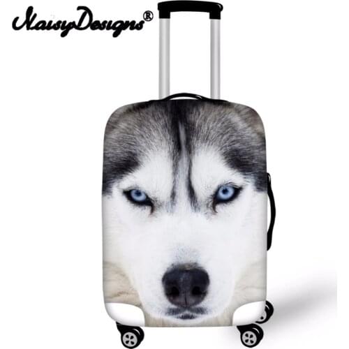 Noisydesigns Husky Dog Printings Luggage Suitcase Elastic Fashion Protective Durable Dust-proof Trunk Suitcase Cover for S/M/L