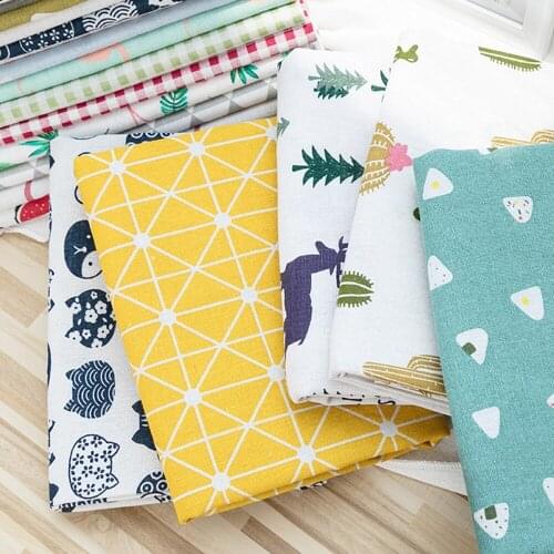 Floral Linen Fabric Cotton for Clothes Baby Dress Bed Sheet Pillow Cover Curtain Tablecloth Ins Handmade DIY Sewing Material