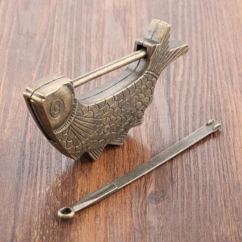 DRELD Antique Bronze Old Chinese Lock Retro Jewelry Wooden Box Padlock Lock for Suitcase Drawer Cabinet Hardware Accessories