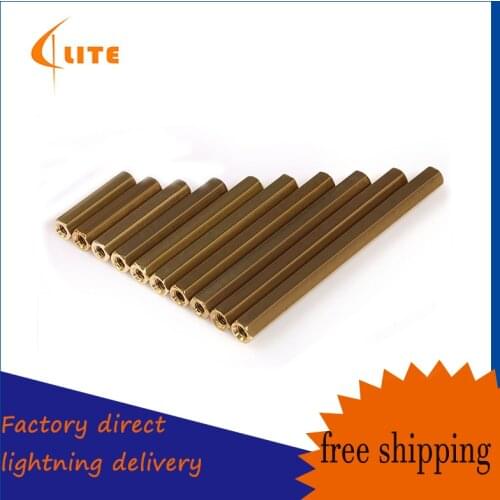 Double-pass Brass Hexagon Column Internal Thread Hollow Copper Stud Hexagonal Copper Isolation Column M3M4 10PCS