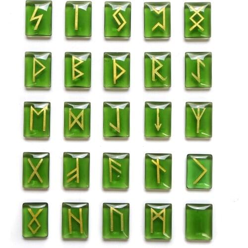 Hot Sale 25pcs Reiki Healing Divination Tumbled Stones Beads Crystal Stone Viking Runes Amulet Set RuNi divination