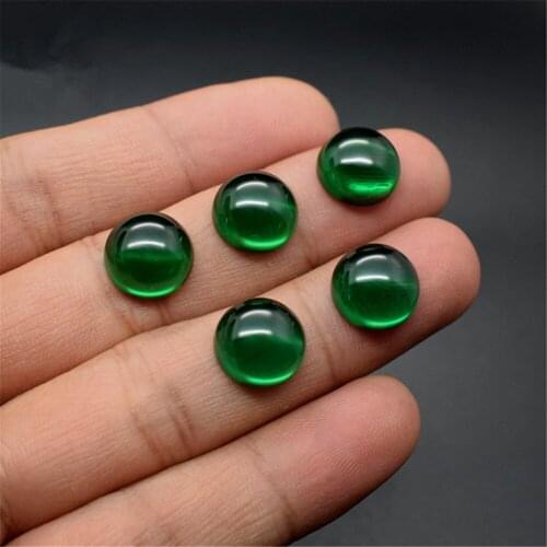 Emerald Round Cabochon Smooth Polished Surface Round Rich Green Emerald Cabochon Flat Back Multiple Sizes to Choose GE62