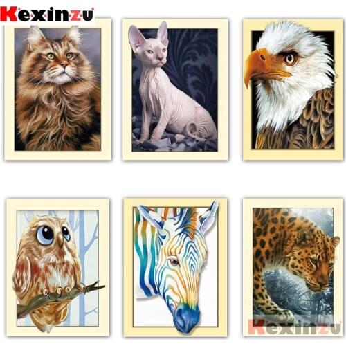 KEXINZU Paint With Diamond Embroidery "Pet cat dog animal" Diamond Painting Full Square Round Picture Of Rhinestone Decor