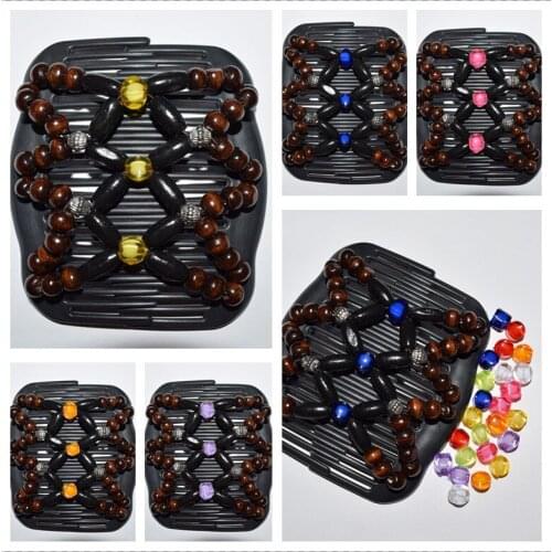 Colourful beads beautiful Lady Magic Strecthy Hair Combs 20 pcs / lot Double Clips Combs Hair Accessories Hairpins