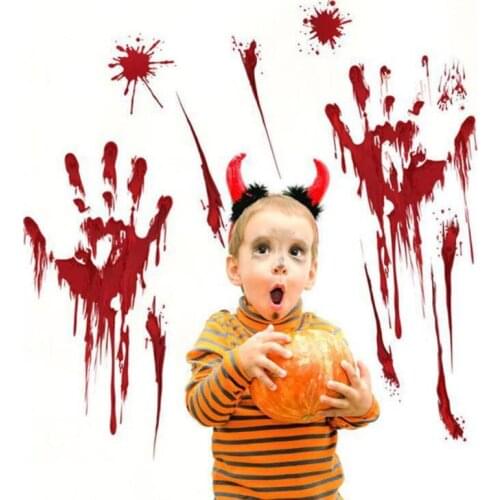 Blood Handprint Wall Sticker Removable Halloween Horror Decal Glass Window Decor