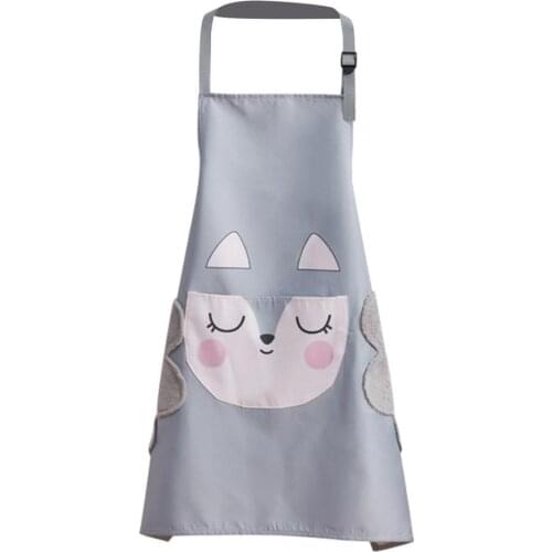 Cooking Apron Sleeveless Adjustable Comfortable Cartoon Fox Pattern Wipeable Apron for Kitchen Household Cleaning Tools Aprons