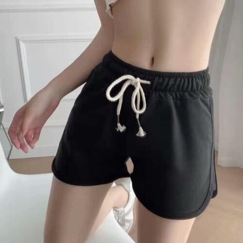 Summer shorts elastic waist with solid color sports high waist loose wide-leg pants casual edging shorts DLzk741