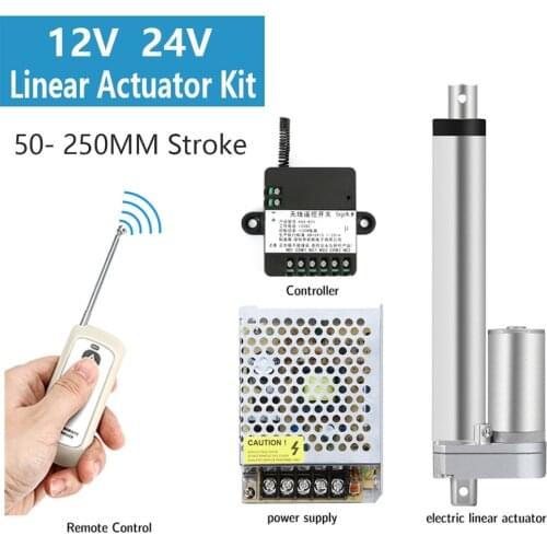 12V 24V Linear Actuator Kit Electric Linear Actuator with RF Remote Control And Power Supply Linear Actuator Controller 30W 2.5A