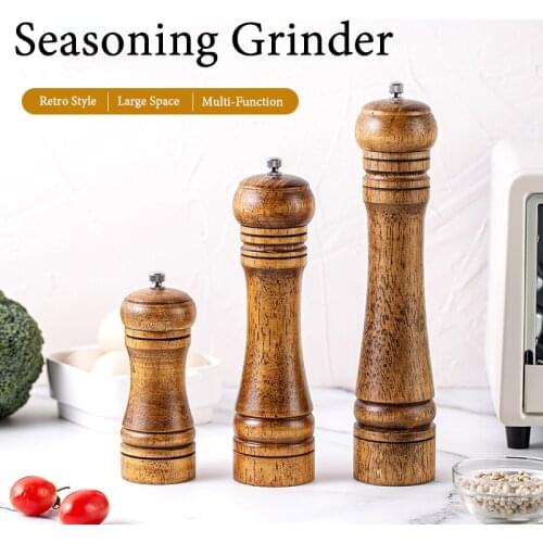 Oak Grinder Pepper Mill, Wooden Salt Pepper Grinder Adjustable Coarseness Grinder Fall Salt. Pepper Shakers for Kitchen Cooking