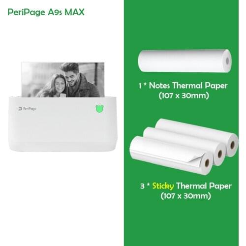 PeriPage A9s MAX Mini Portable Photo Printer 304dpi BT Wireless Thermal Printer Label Maker Support 107mm/77mm/57mm Paper Width
