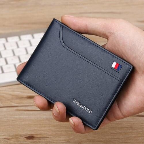 Leather Mini Wallet mens slim casual design bimodal wallet fashion short certificate leather case ultra thin clip