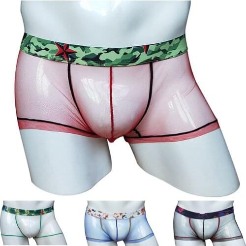 Mens sexy boxer briefs sexy transparent briefs boxer retro belt personality boxer shorts breathable temptation sex pants