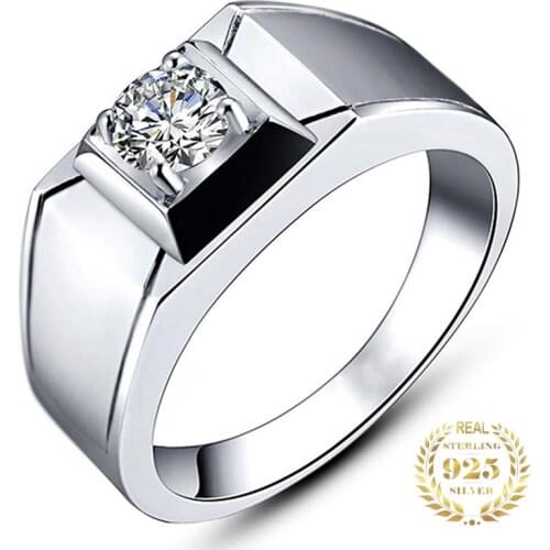 Men Ring Couple Proposal Engagement Luxury Elegant Exquisite Original Design Platinum Jewelry Wedding Rings 925 Sterling Silver