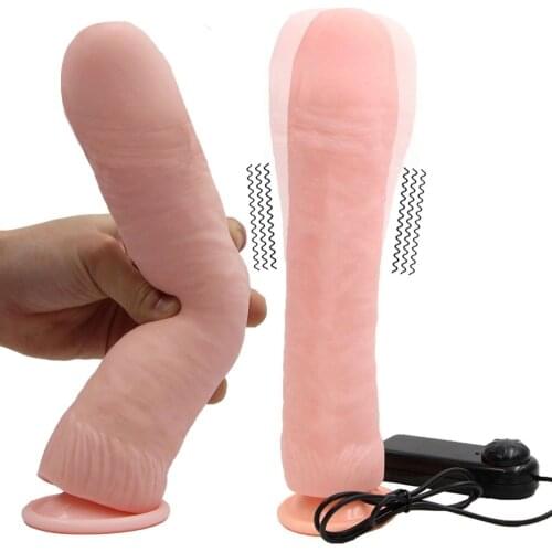 YEMA 10.24 inch Soft Big Dildo Silicone Flexible Penis Huge Dildos Mini Bullet Vibrator Adult Sex Toys for Mature Women