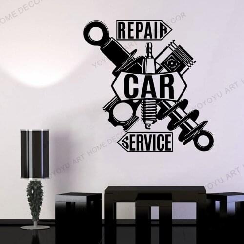 DIY Wall Decal Garage Car Repair Service Decor Details Vinyl Sticker Car Repaire Wallpaper Mural Self-adhesive Car Sticker WZ95