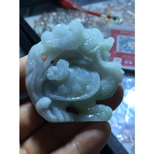 Natural Myanmar jade A HandCarved jade dragon jadeite jade green jade pendant jade necklace pendants jewelry necklaces
