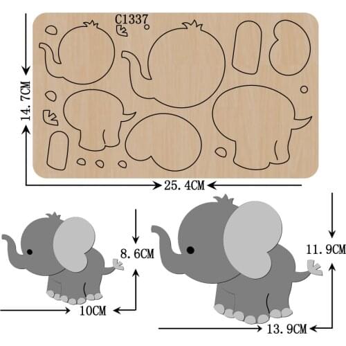 New Elephant Wooden die Scrapbooking C-1337 Cutting Dies Multiple sizes